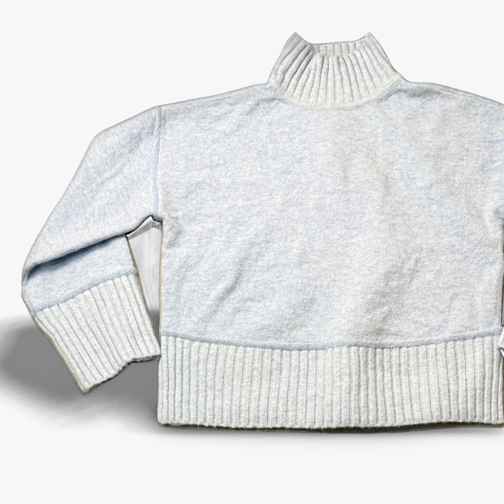 Anthropology Oliver O Light Blue Sweater Mock Neck‎ Oversized Ribbed Knit Small